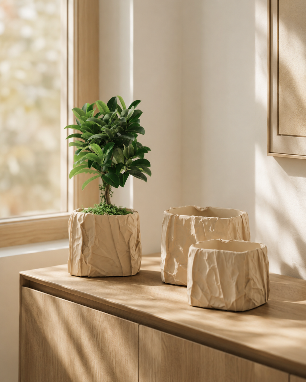 "Crinkle" - Crinkled paper plant pot