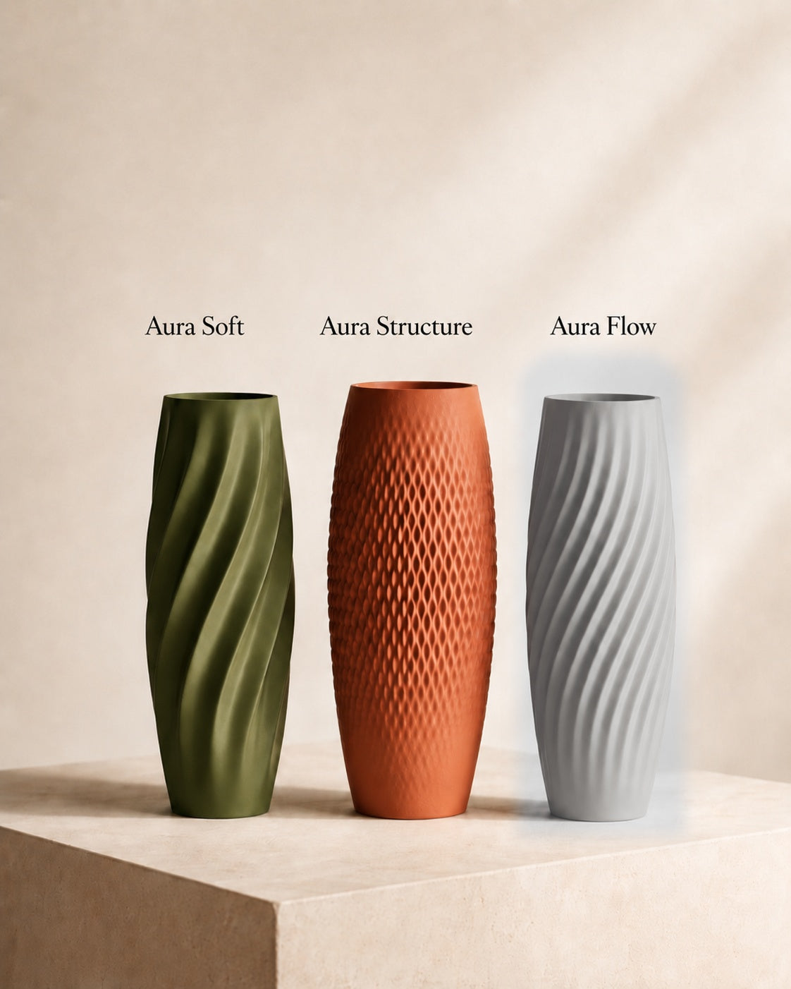 Aura teksturvase Aura Flow i Ash Grey