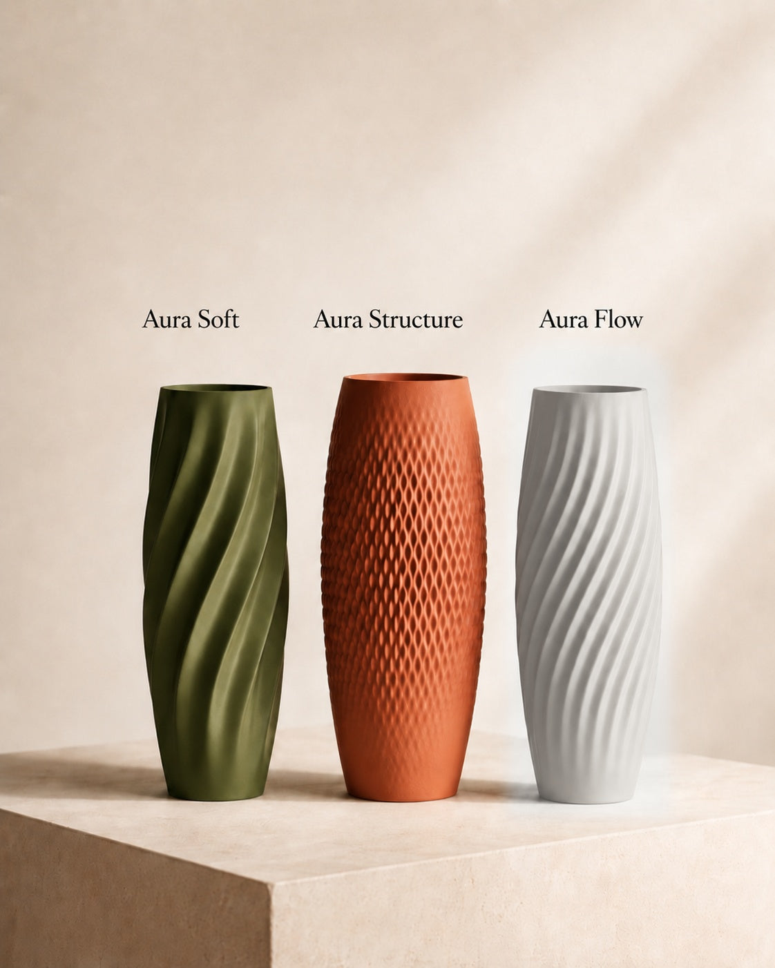 Aura teksturvase Aura Flow i Ivory white