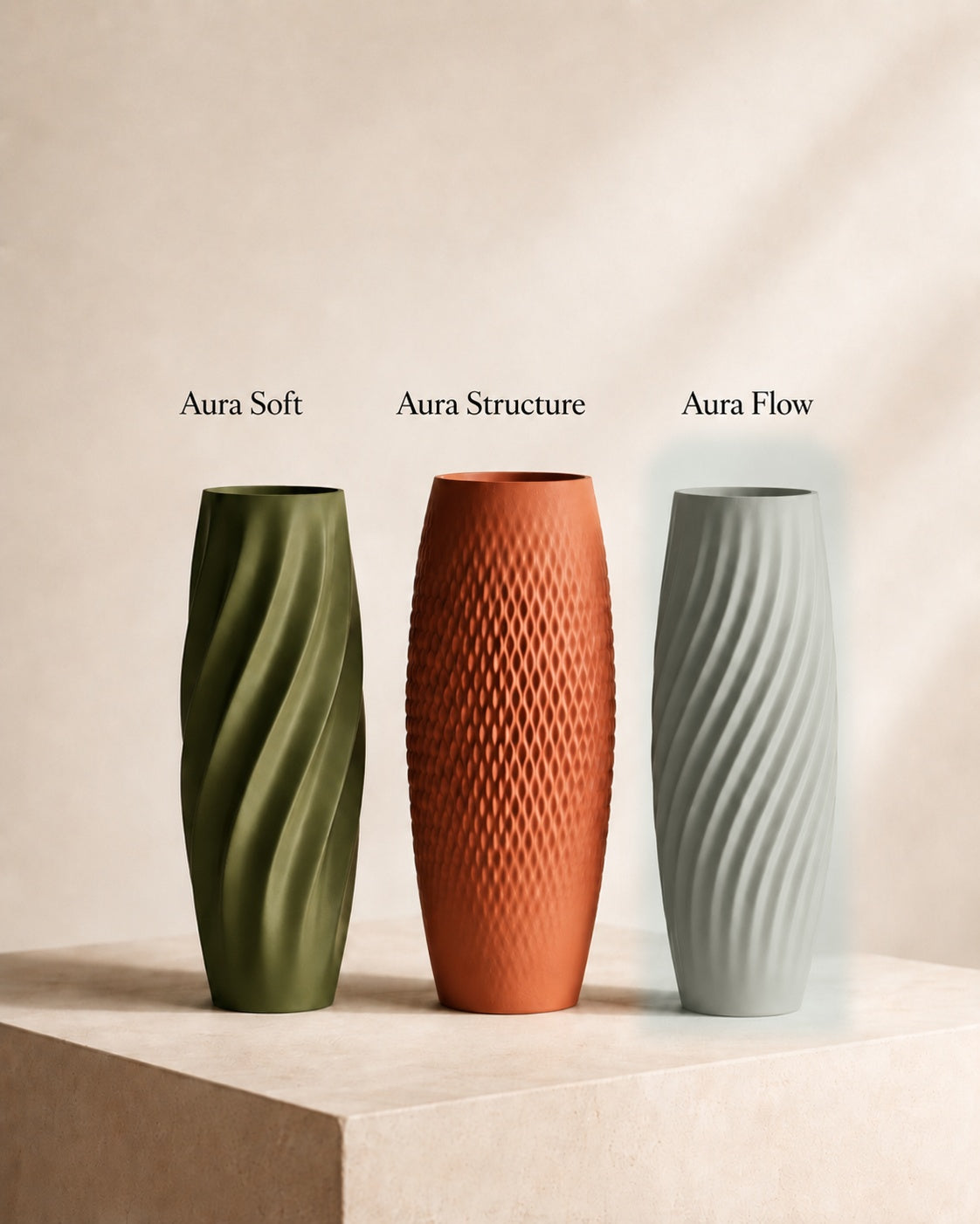 Aura teksturvase Aura Flow i Olive Green