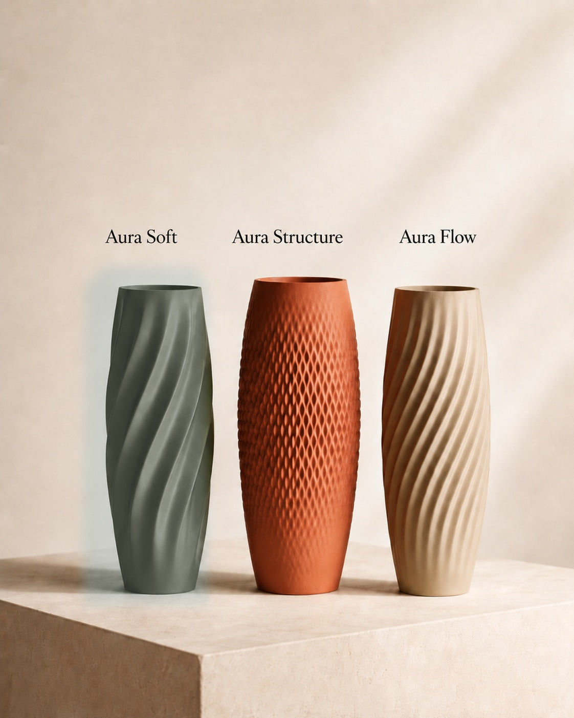 Aura teksturvase Aura Soft i Olive Green