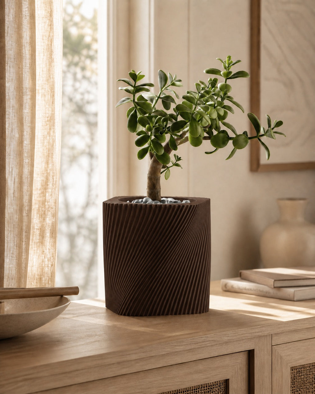 Corda plantepotte i Walnut Wood