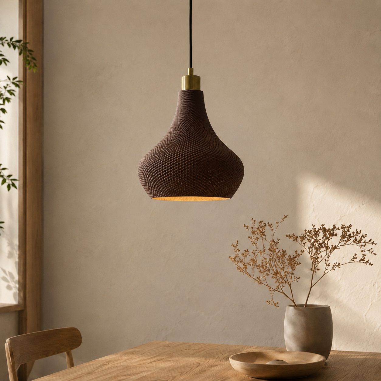 Dryp pendellampe i Walnut Wood
