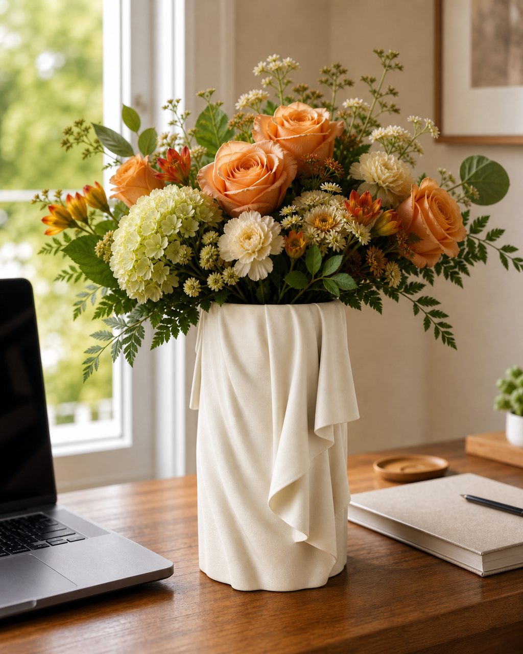 Falda - Draperet Vase - Ivory white
