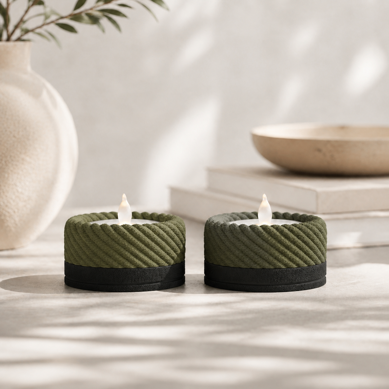 Fibre - Fyrfadsstage - Olive Green