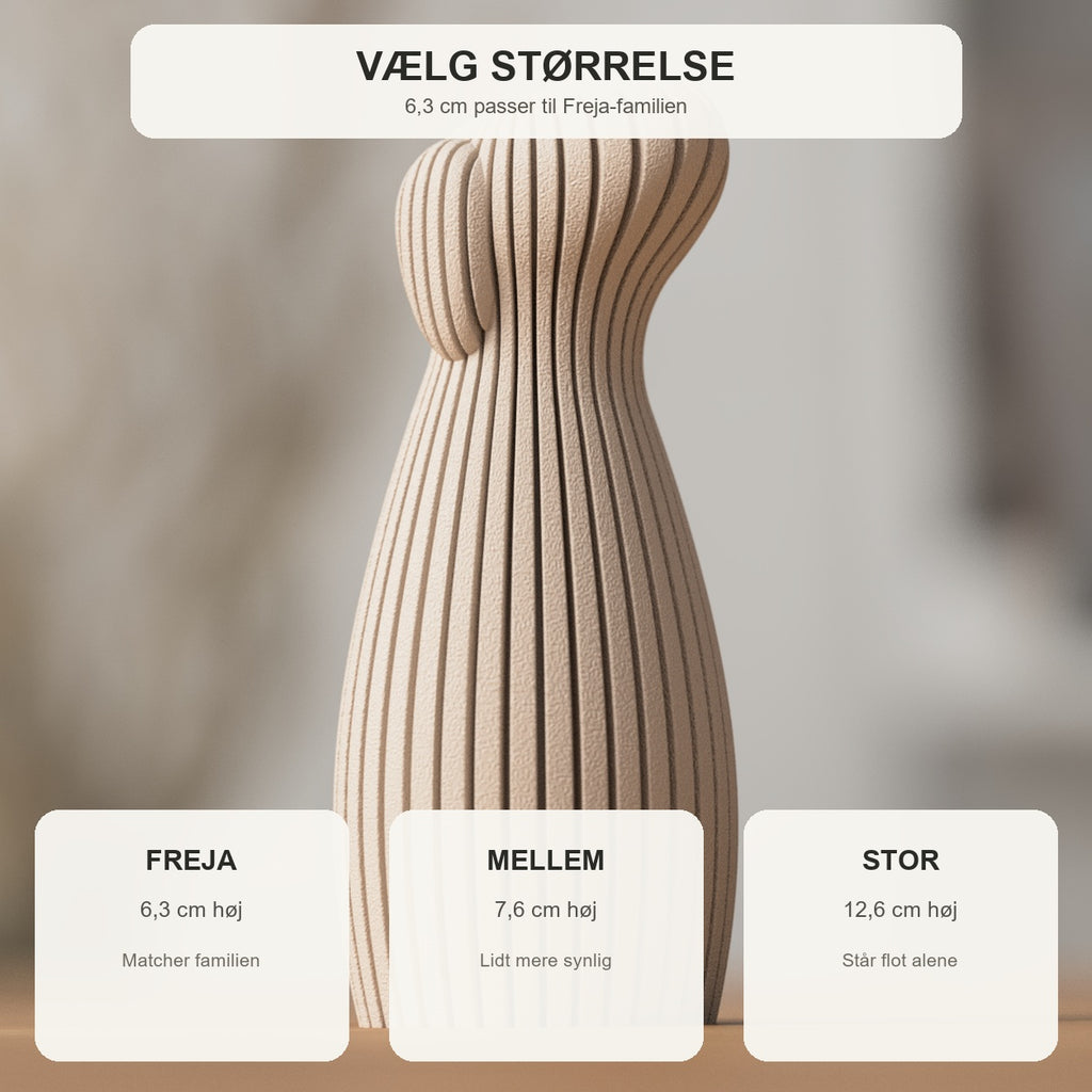 StÃ¸rrelsesguide til Freja hundestatuen