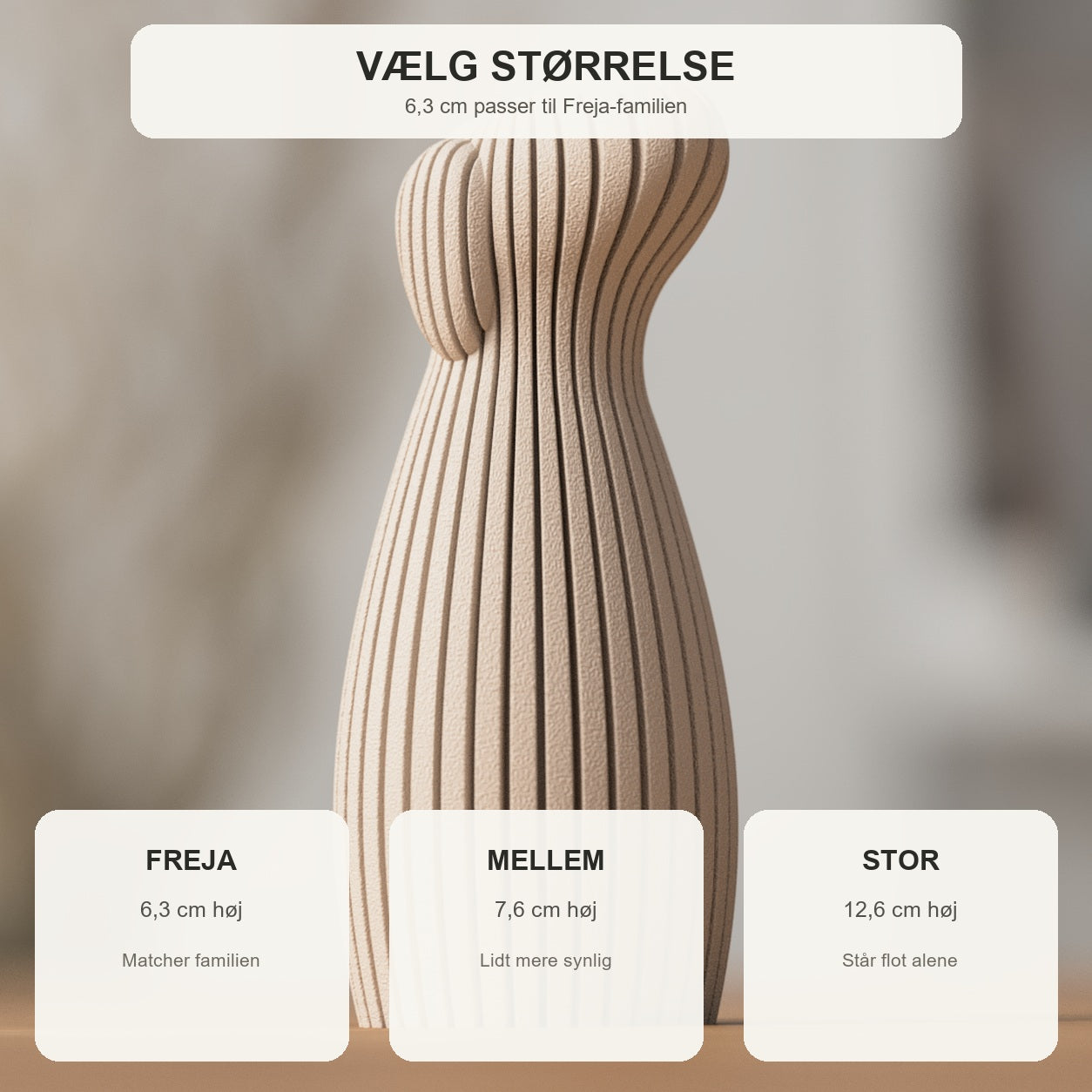 StÃ¸rrelsesguide til Freja hundestatuen