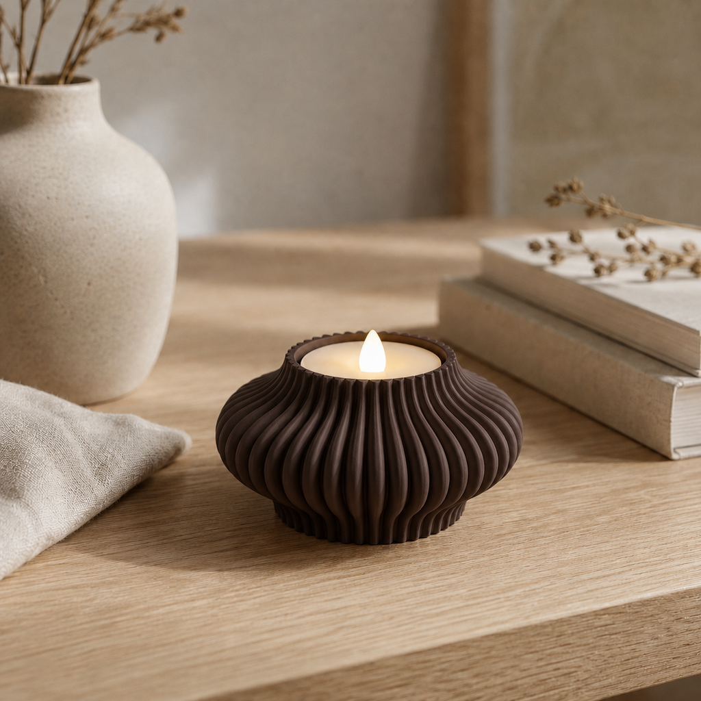 Glimt - LED fyrfadsstage - Walnut Wood