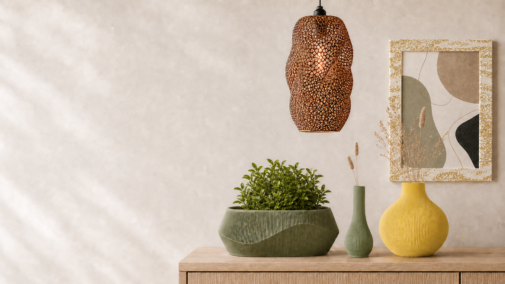 Nordform Living hero med 3D-printet Maple-ramme, Vega, Siv, Rifla og Vora