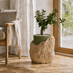 Klippe plantepotte med indsats i Olive Green
