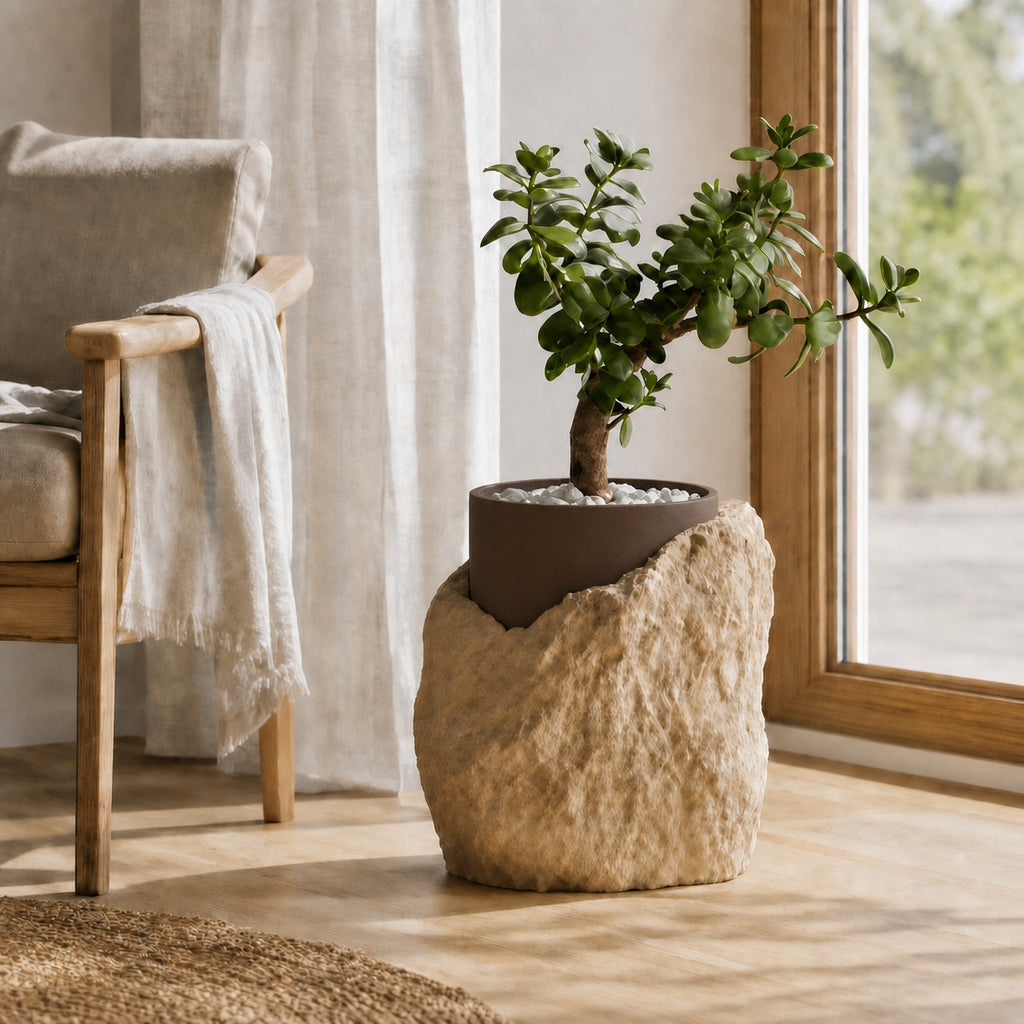 Klippe plantepotte med indsats i Walnut Wood