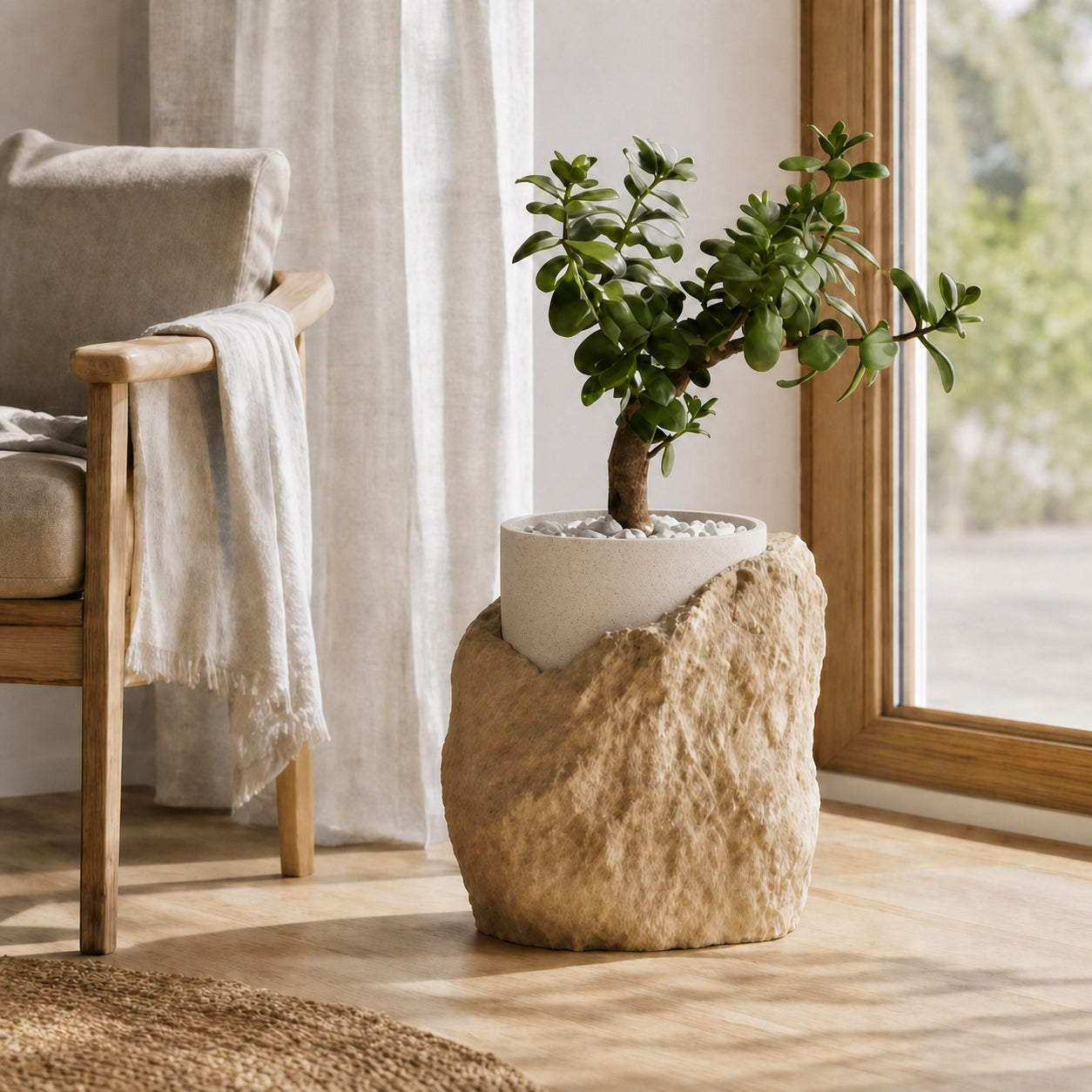 Klippe plantepotte med prikket White Marble PLA-indsats