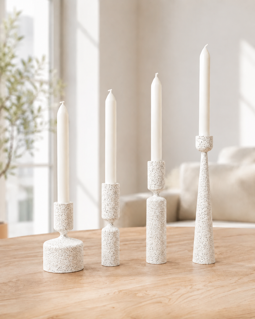 Lysna lysestager – White Marble (terrazzo)