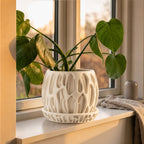 Moor organisk plantepotte med underskÃ¥l i Ivory white