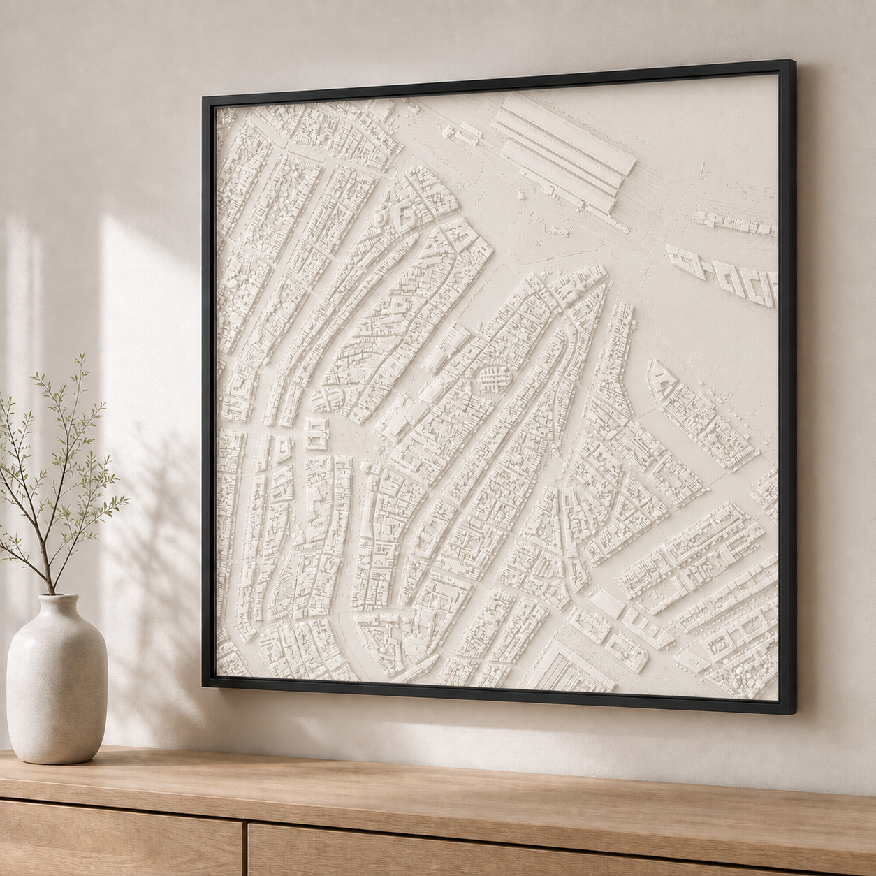 Amsterdam – 3D-bykort – Hvid udførelse