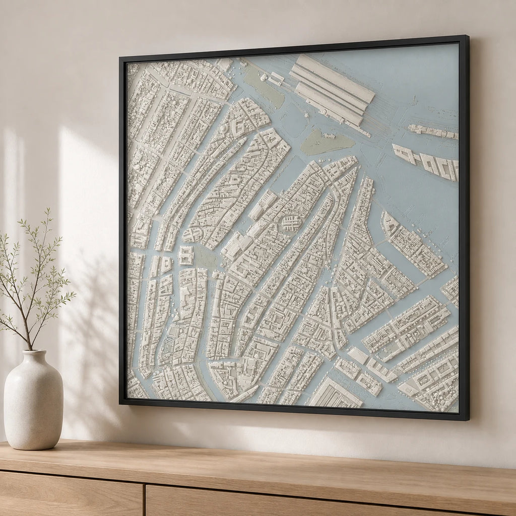 Amsterdam – 3D-bykort – Farvet udførelse