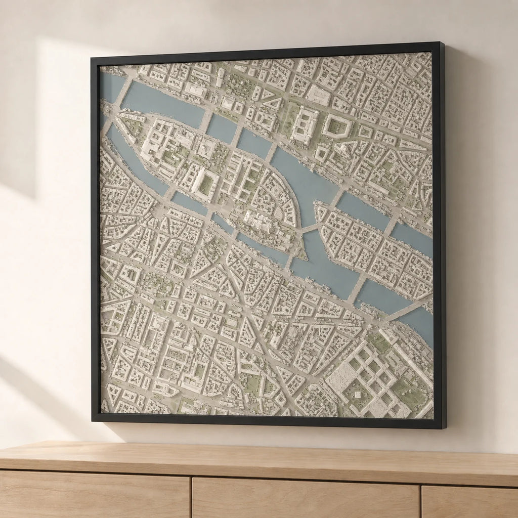 Paris – 3D-bykort – Farvet udførelse