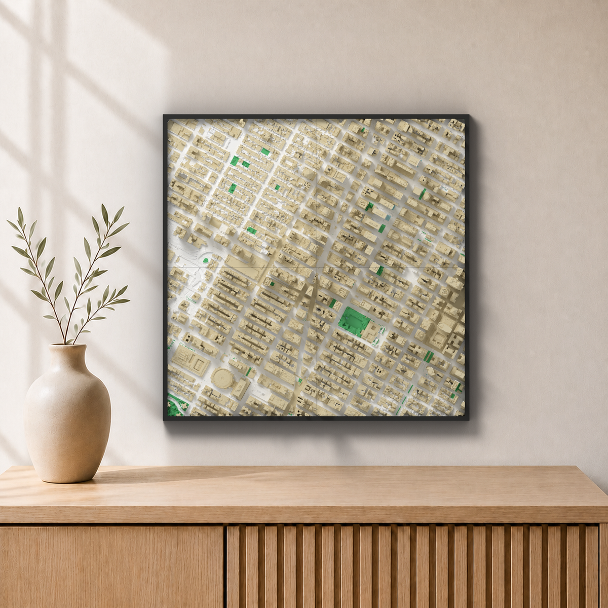 Times Square · 44 × 44 cm · Farvet 3D-bykort