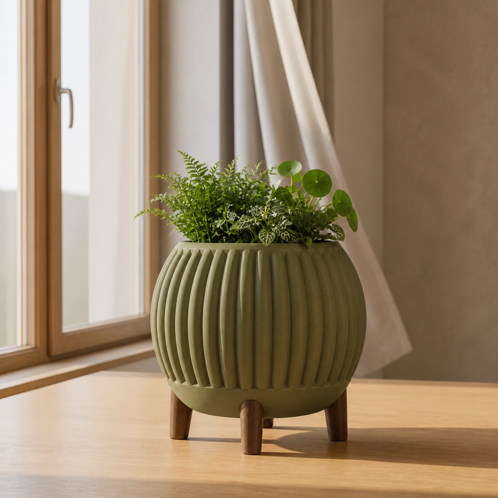 Nohr - Globe Planter - Olive Green
