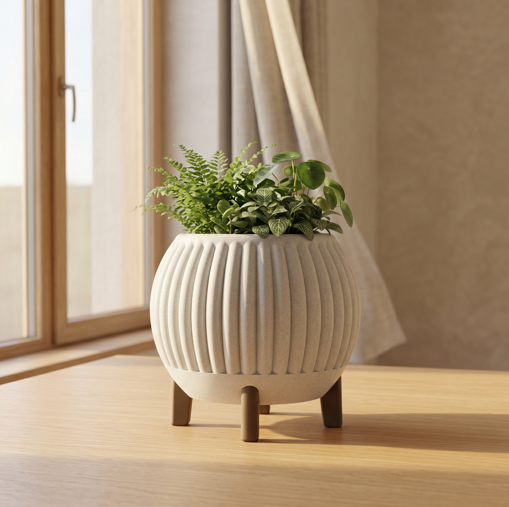 Nohr - Globe Planter - White Marble