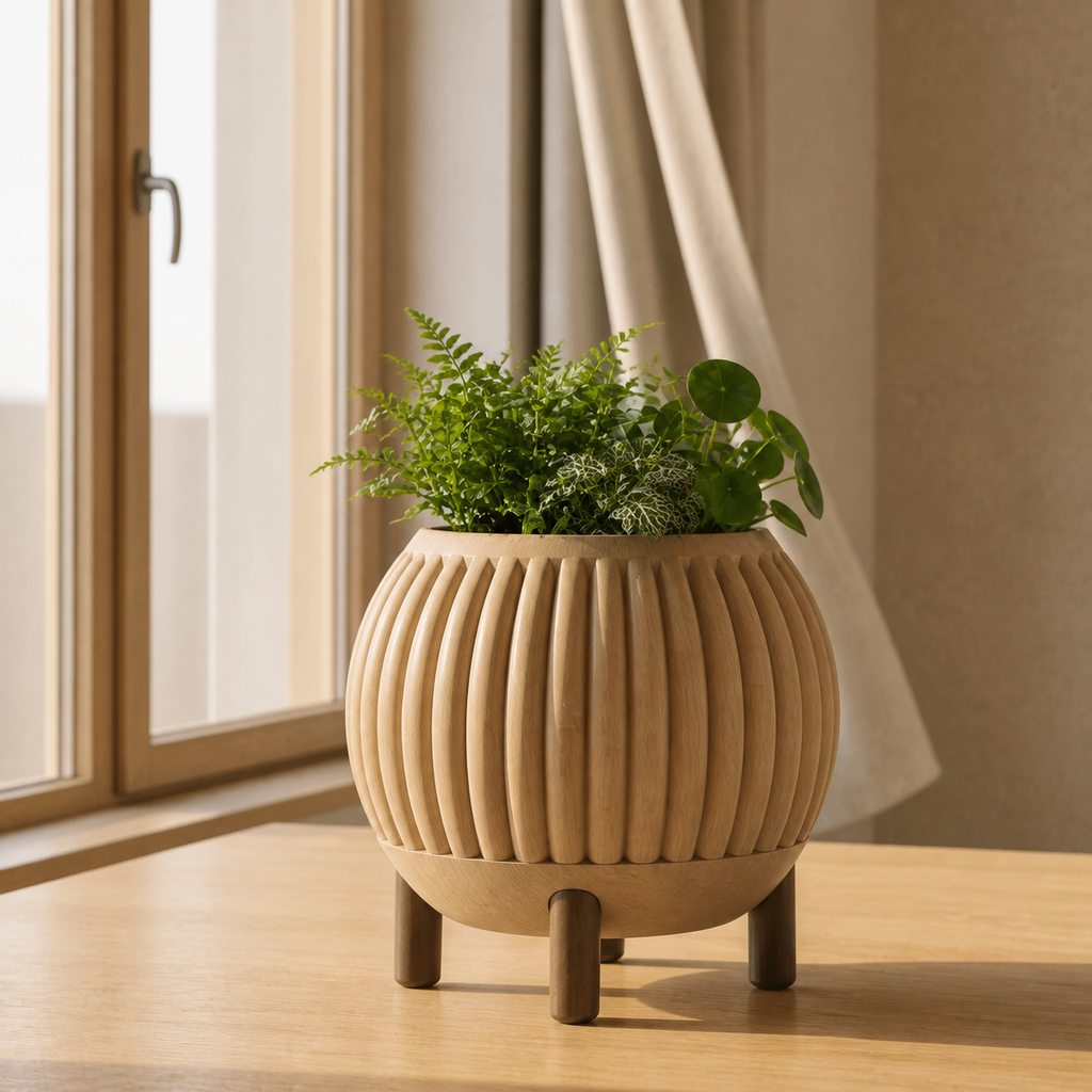 Nohr - Globe Planter - Wood