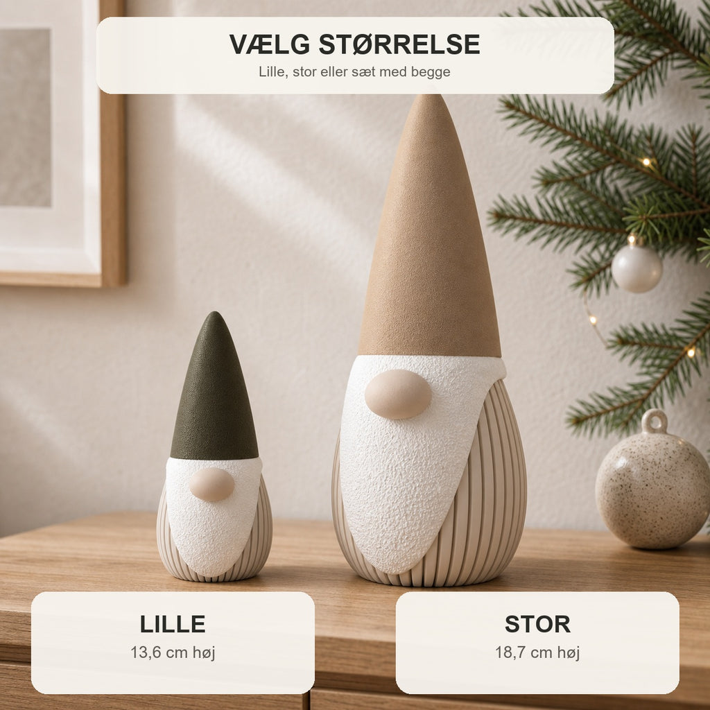 Størrelsesguide: lille 13,6 cm og stor 18,7 cm