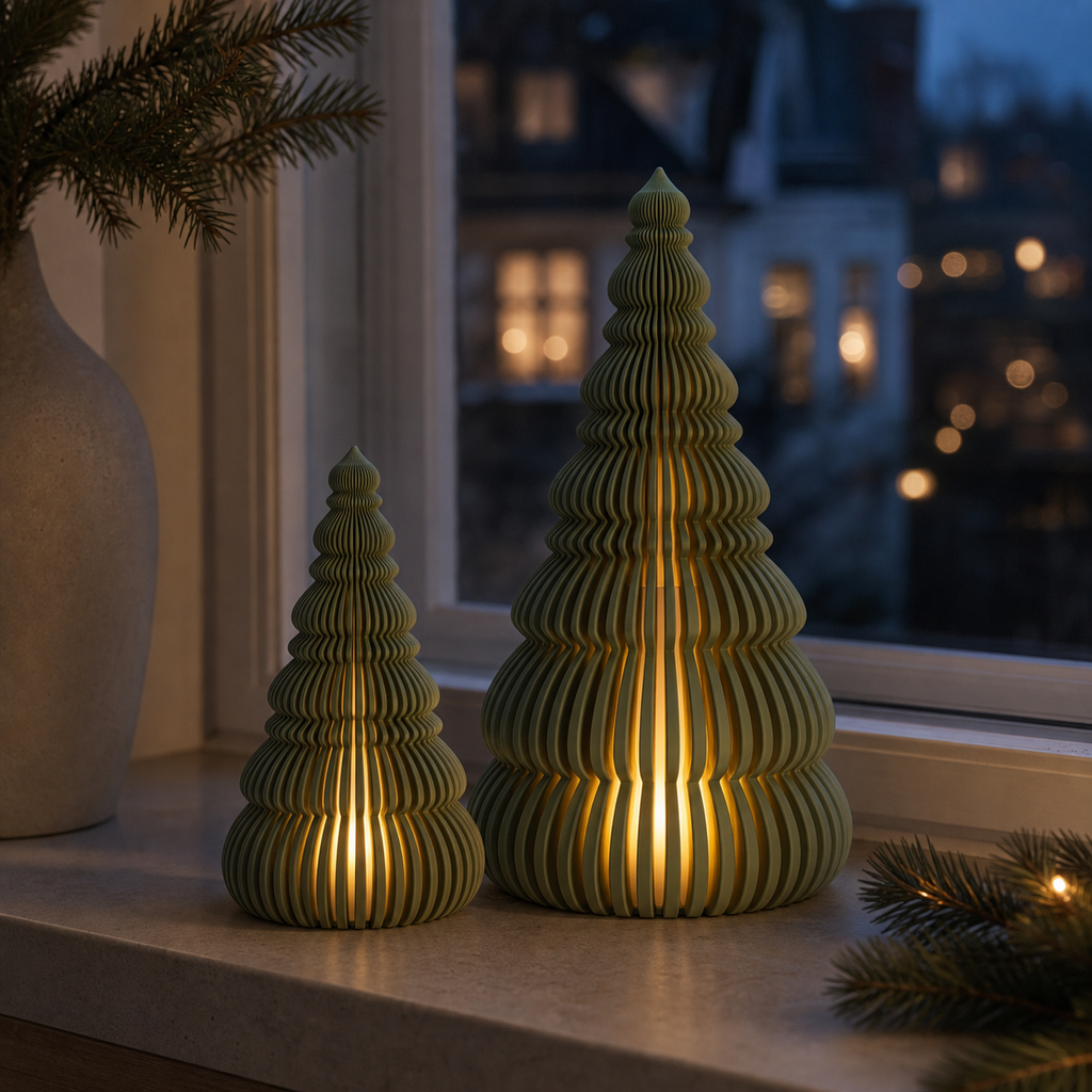 Nordlys juletræer med varmt batteridrevet LED-lys