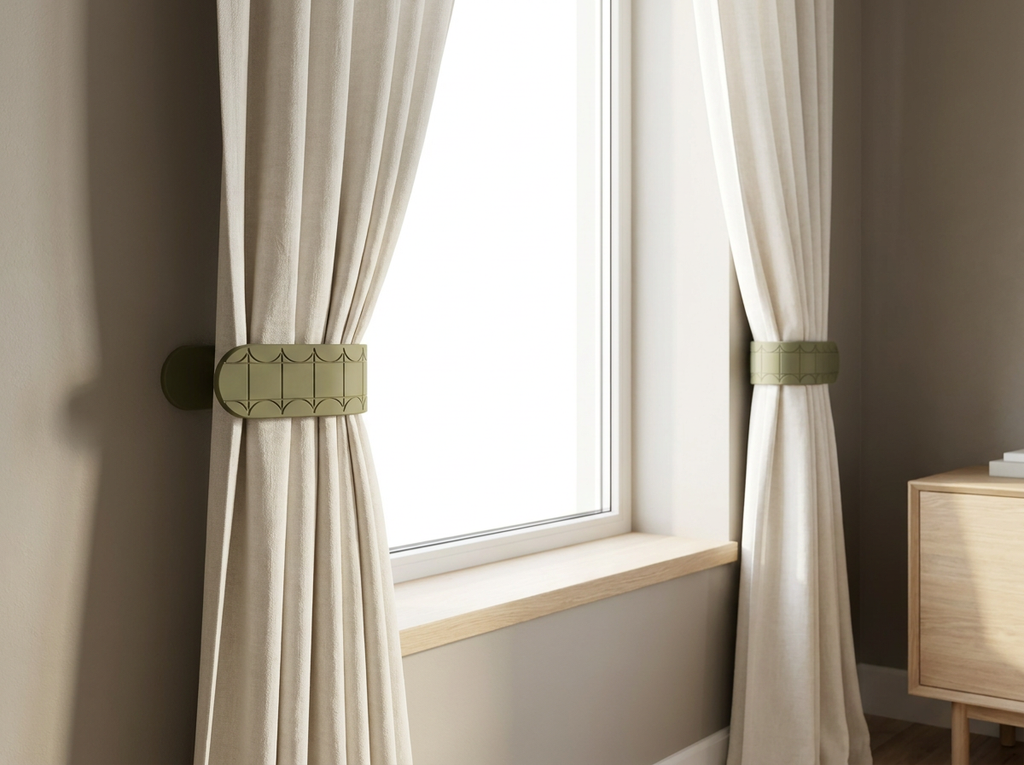 Favn Mid-Century Grid gardinholdere i Olive Green – miljøbillede 2