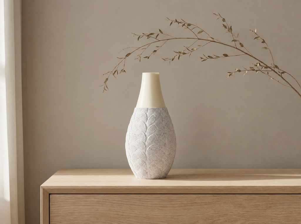 Skala vase i White Marble med Ivory white top – miljøbillede 1