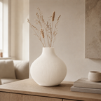 Rifla tekstureret vase i Ivory white i lys nordisk stue