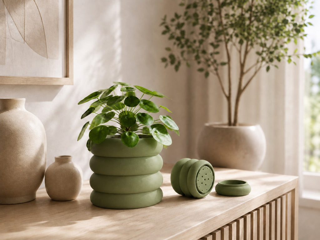 Ringa plantepotte med draenbund i Olive Green