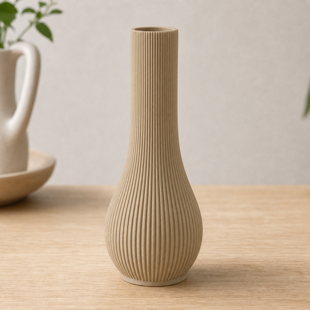 Siv rillet soliflore-vase i Desert Tan