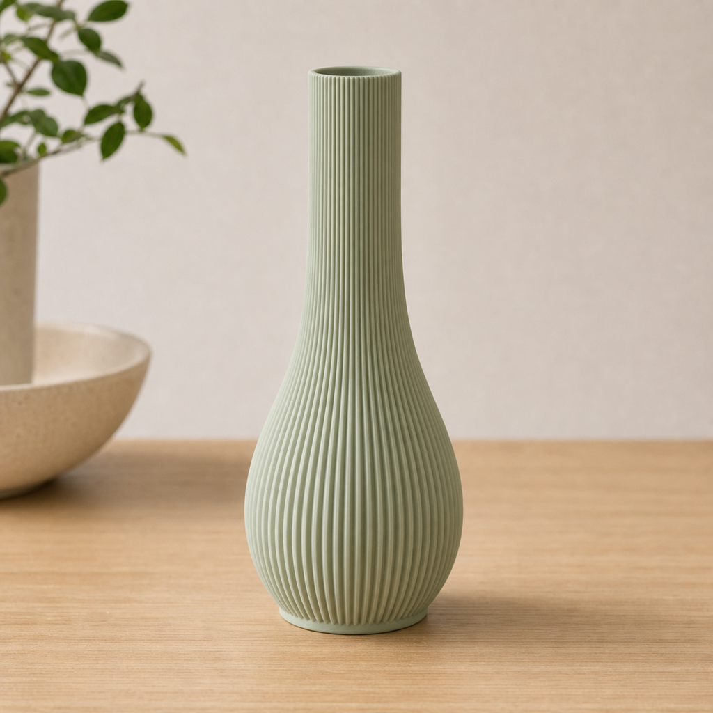 Siv rillet soliflore-vase i Sage Green