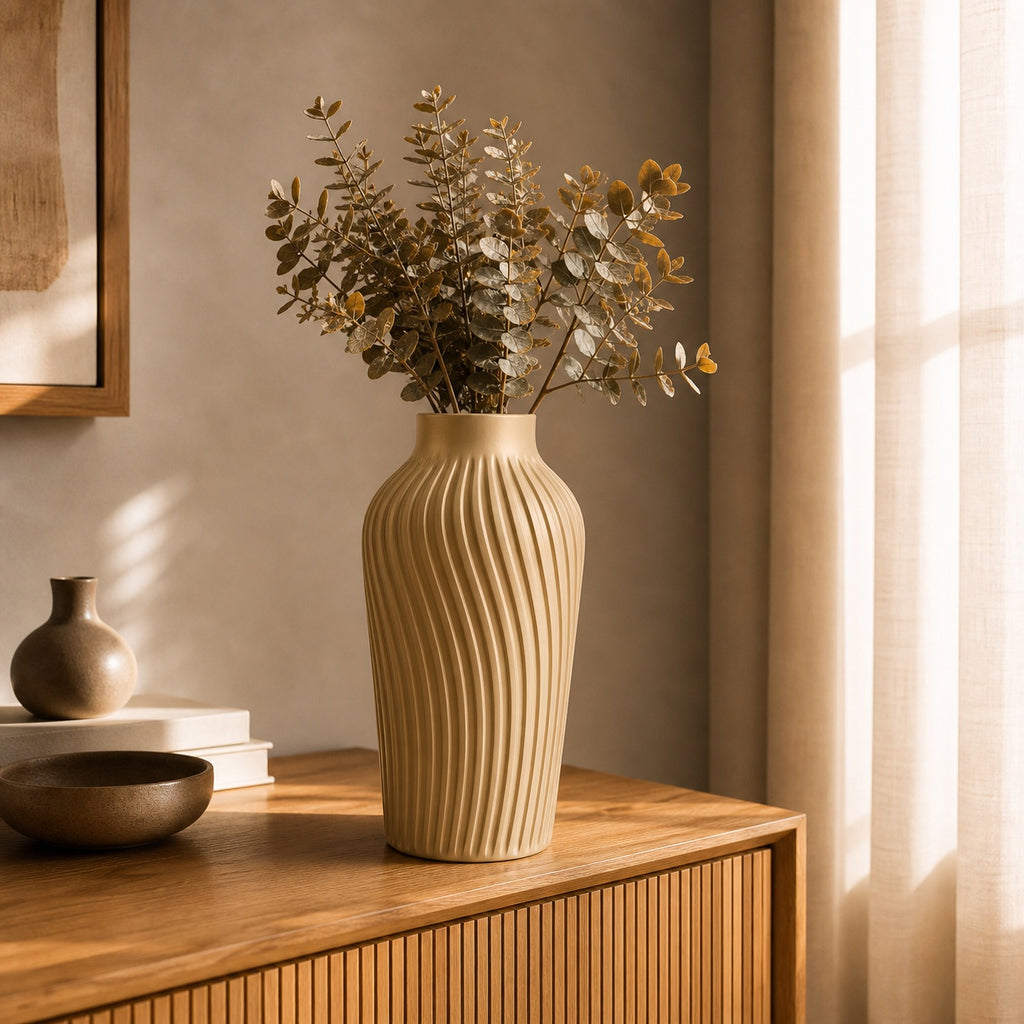 Runa rillet vase i Silk Gold