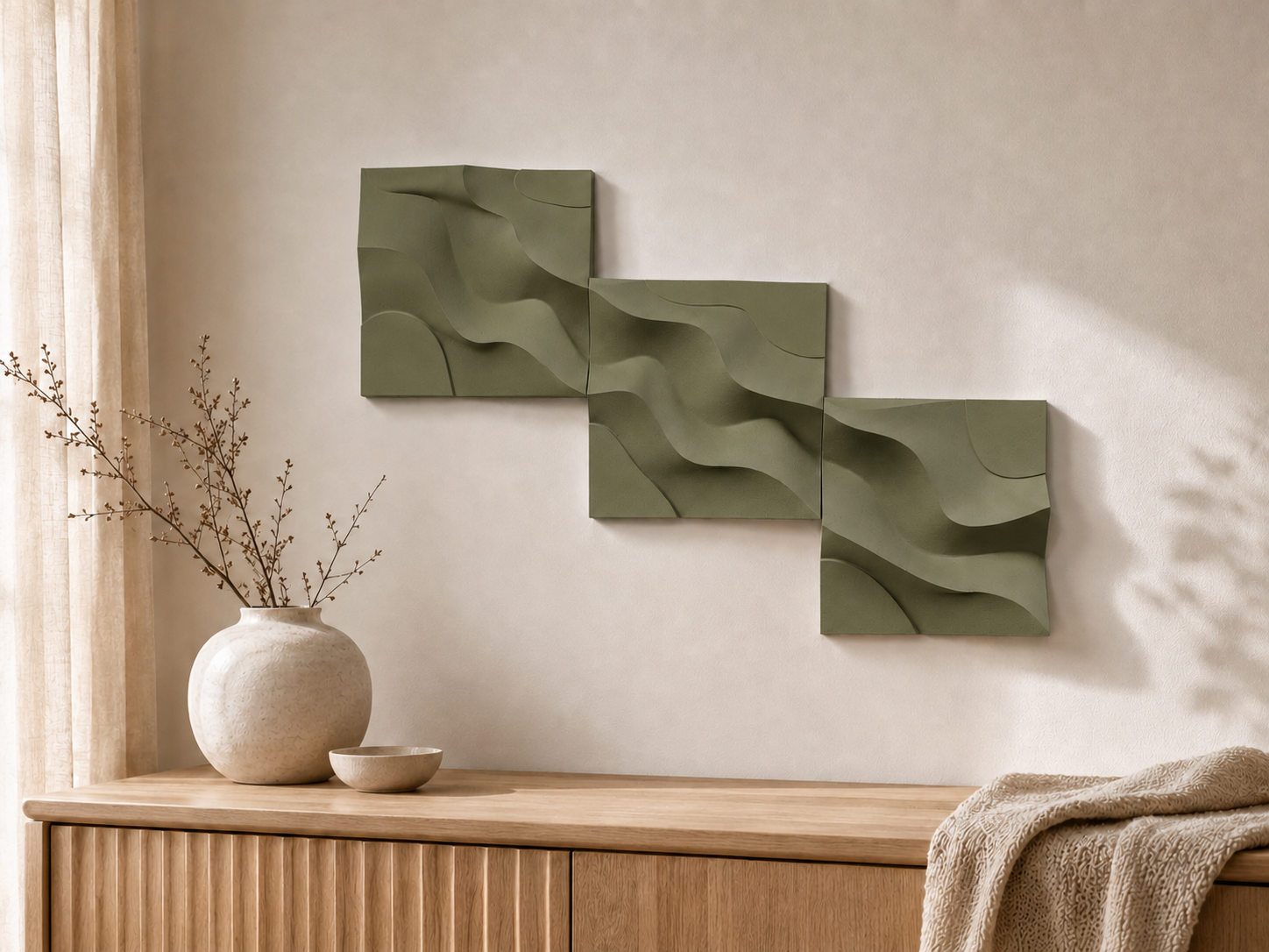 Sand - dekorative vægpaneler - Olive Green