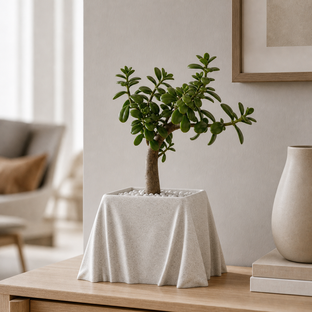 Silka - Draperet Plantepotte - White Marble