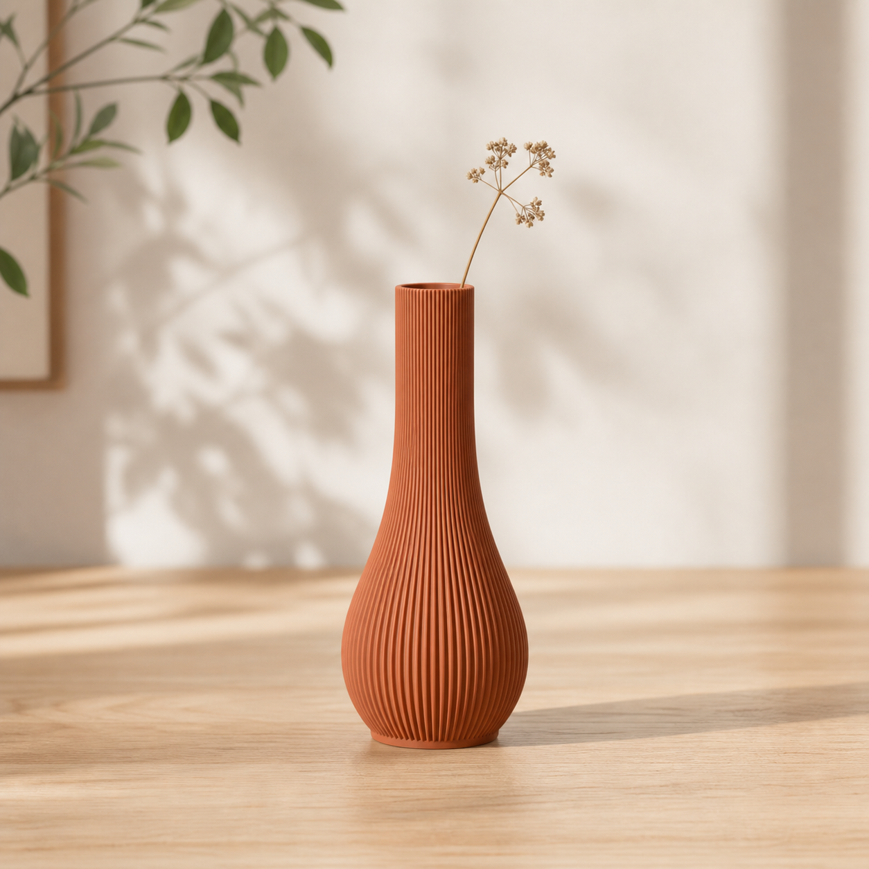 Siv rillet soliflore-vase i Terracotta