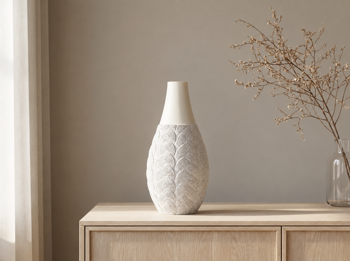 Skala vase i White Marble med Ivory white top – miljøbillede 2