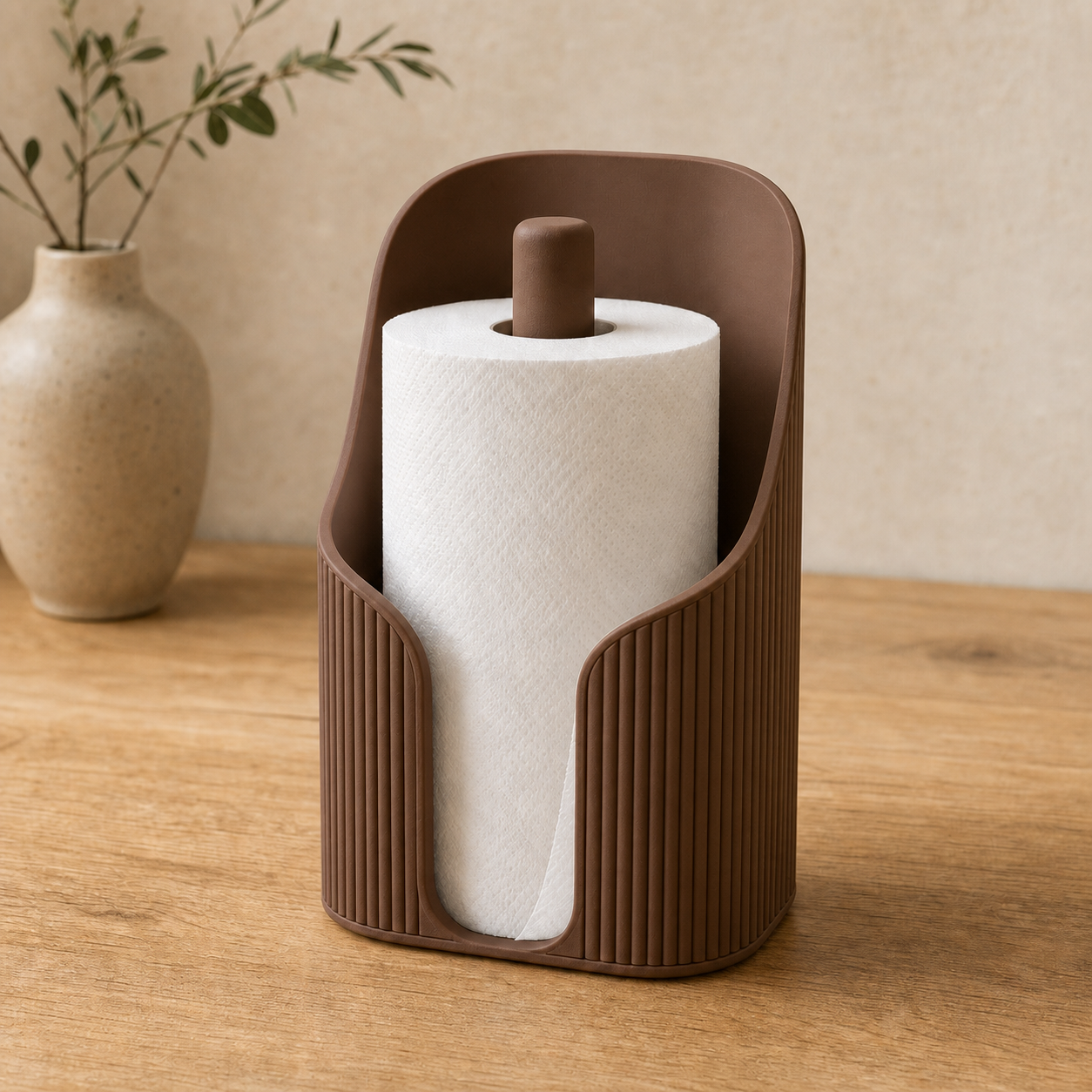 Sora - Japandi køkkenrulleholder - Walnut Wood