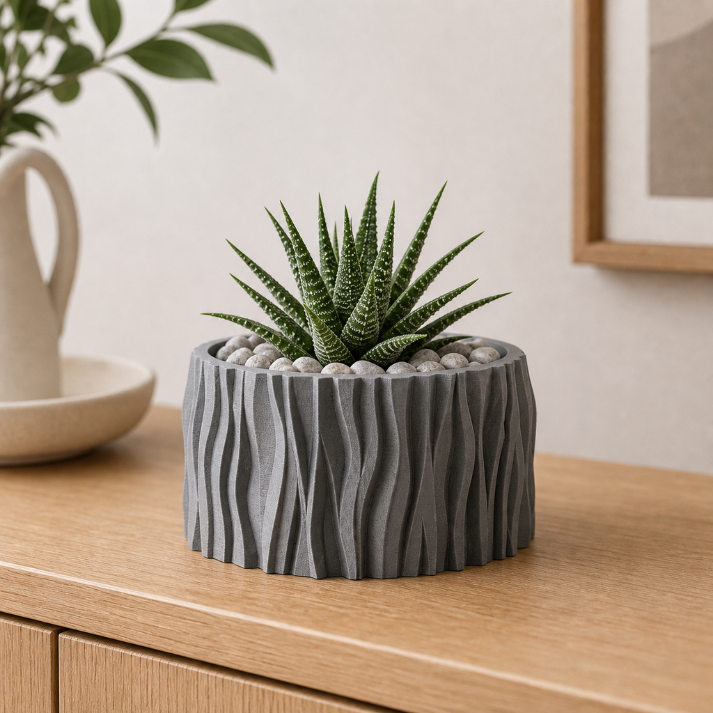 Stubbe boelget plantepotte i Ash Grey