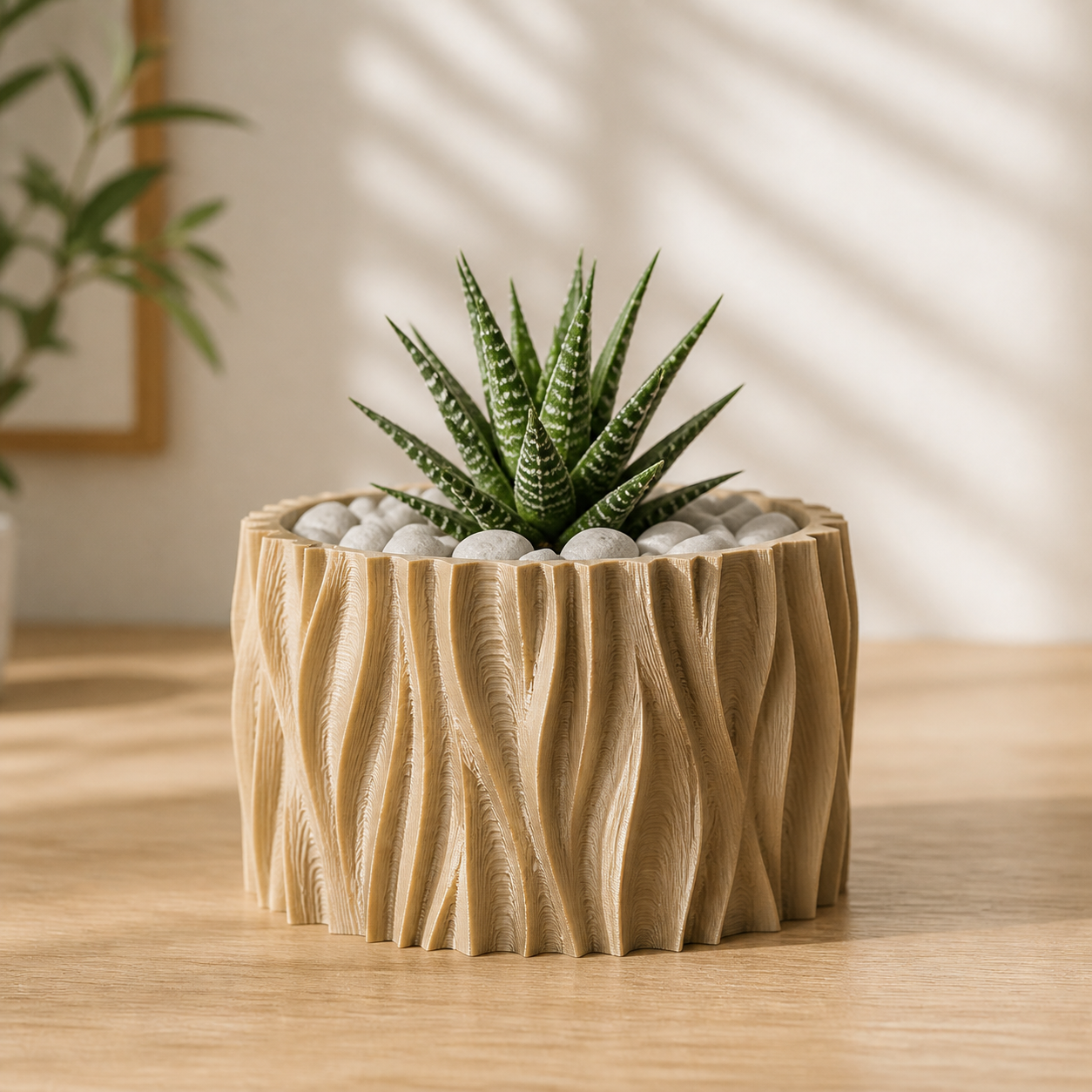 Stubbe boelget plantepotte i Wood PLA
