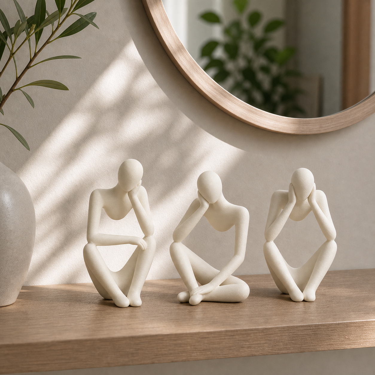 Tanke - Skulpturelt figursaet - Ivory white